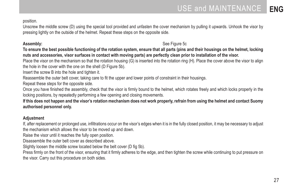 Use and maintenance eng | SUOMY MX Tourer User Manual | Page 29 / 99