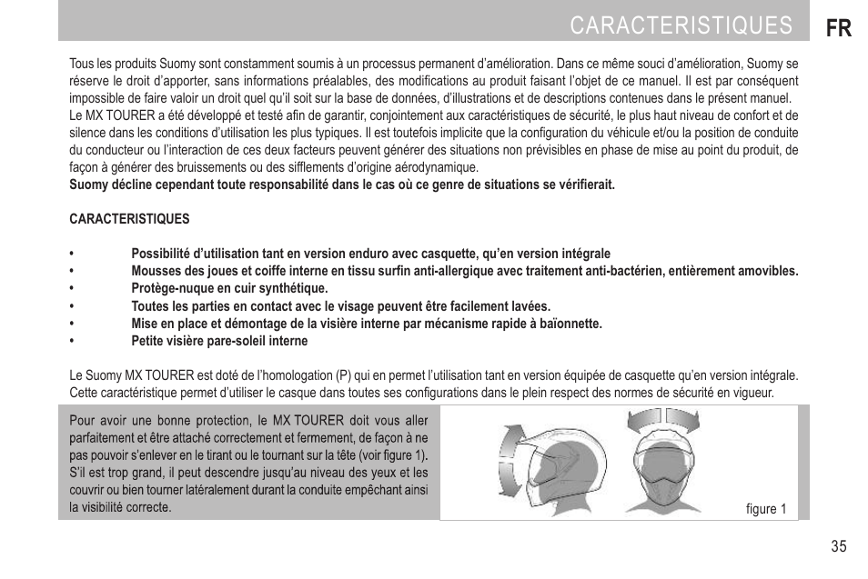 Caracteristiques fr | SUOMY MX Tourer User Manual | Page 37 / 99