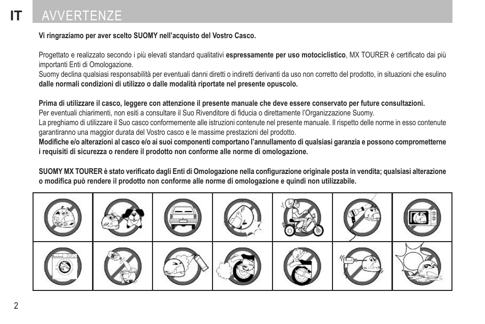 It avvertenze | SUOMY MX Tourer User Manual | Page 4 / 99