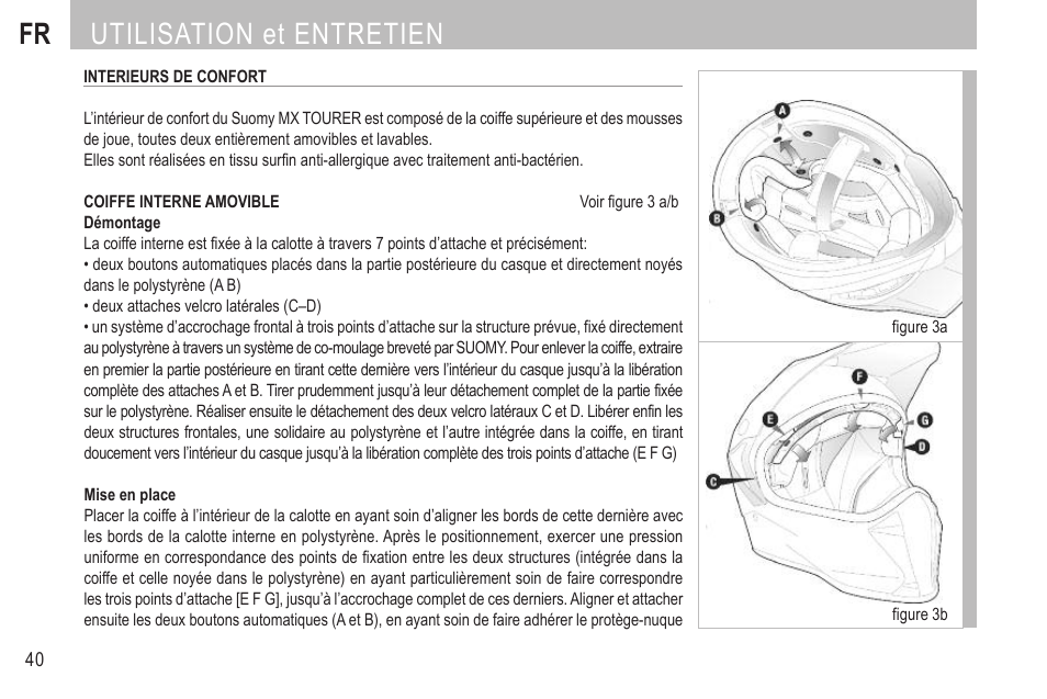 Fr utilisation et entretien | SUOMY MX Tourer User Manual | Page 42 / 99