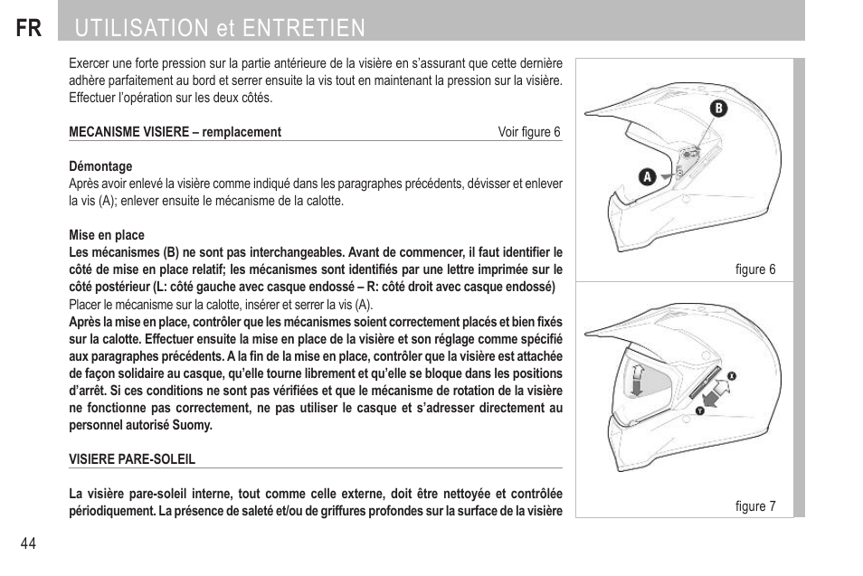 Fr utilisation et entretien | SUOMY MX Tourer User Manual | Page 46 / 99