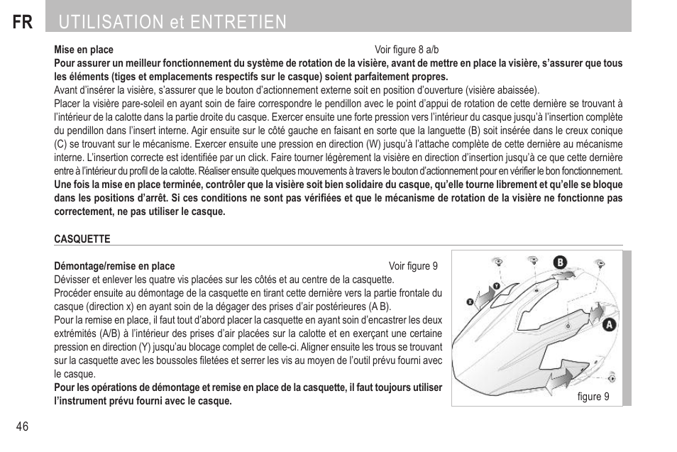 Fr utilisation et entretien | SUOMY MX Tourer User Manual | Page 48 / 99
