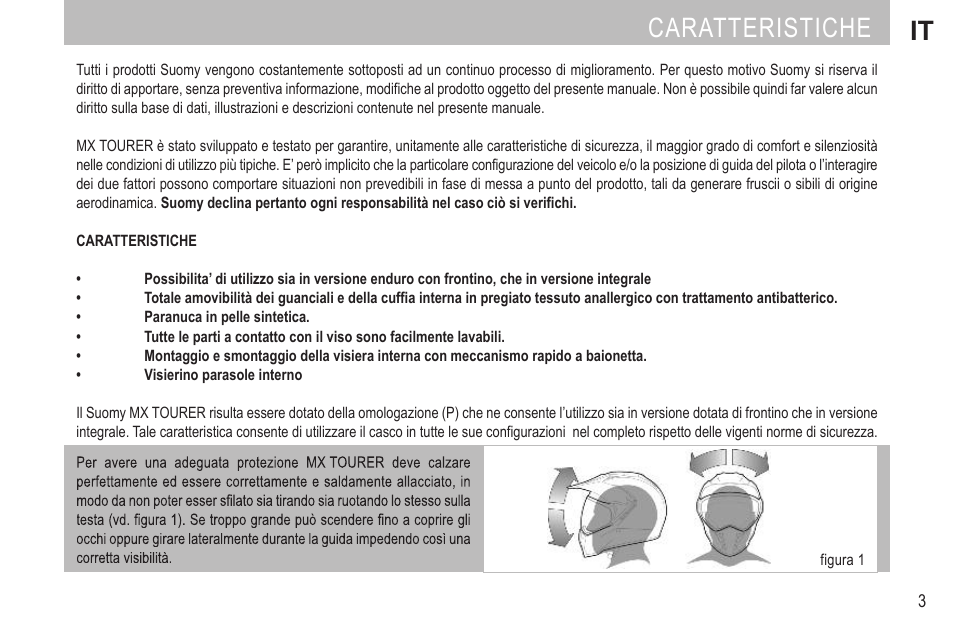 Caratteristiche it | SUOMY MX Tourer User Manual | Page 5 / 99