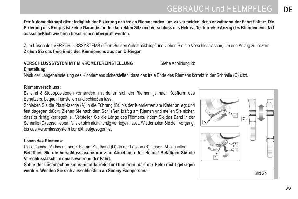 Gebrauch und helmpfleg de | SUOMY MX Tourer User Manual | Page 57 / 99