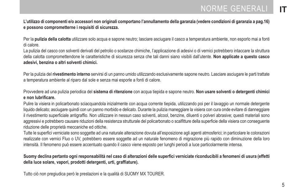 Norme generali it | SUOMY MX Tourer User Manual | Page 7 / 99