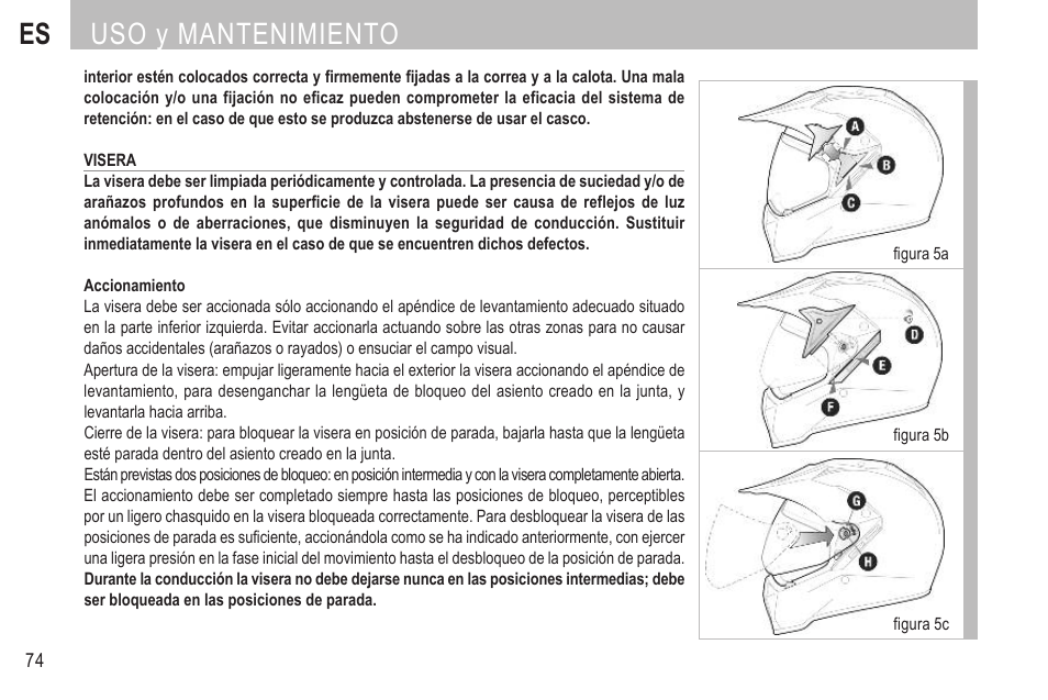 Es uso y mantenimiento | SUOMY MX Tourer User Manual | Page 76 / 99