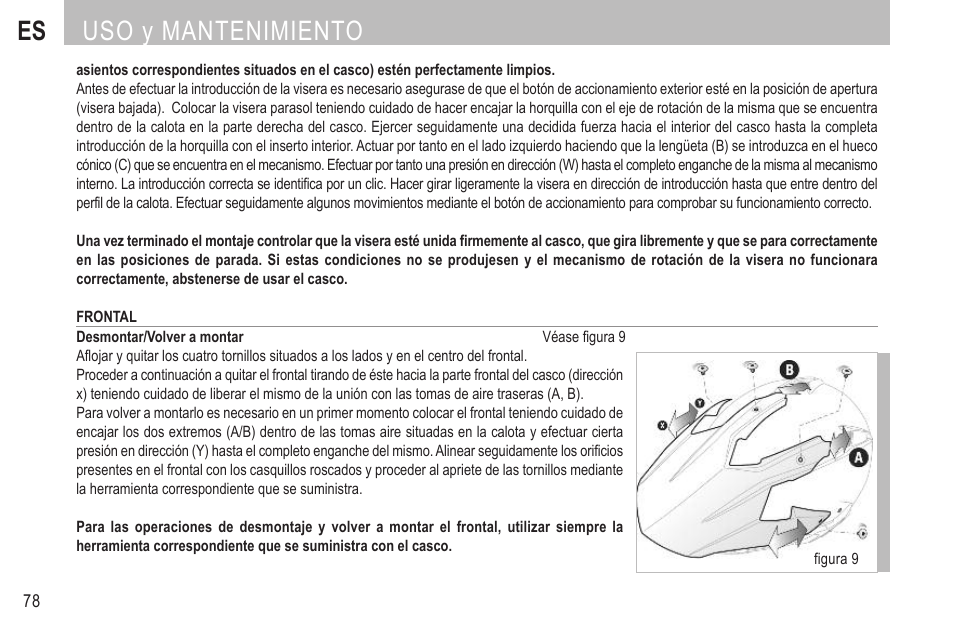 Es uso y mantenimiento | SUOMY MX Tourer User Manual | Page 80 / 99