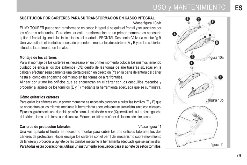 Uso y mantenimiento es | SUOMY MX Tourer User Manual | Page 81 / 99
