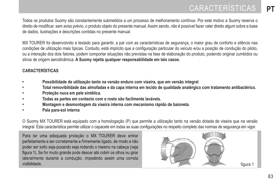 Características pt | SUOMY MX Tourer User Manual | Page 85 / 99