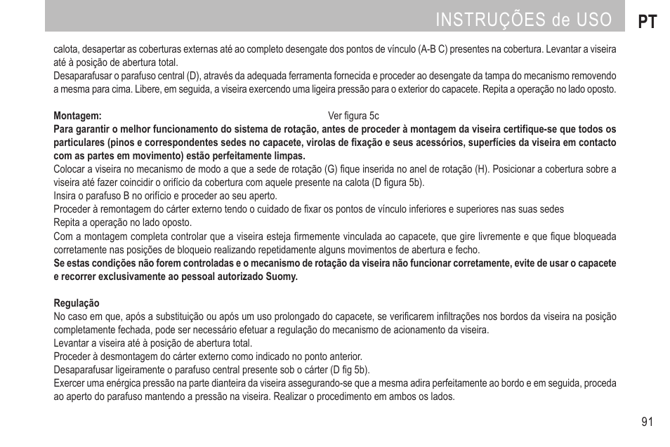 Instruções de uso pt | SUOMY MX Tourer User Manual | Page 93 / 99