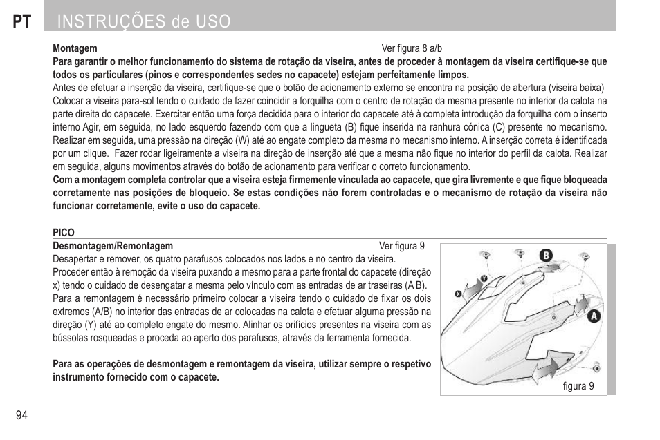 Pt instruções de uso | SUOMY MX Tourer User Manual | Page 96 / 99