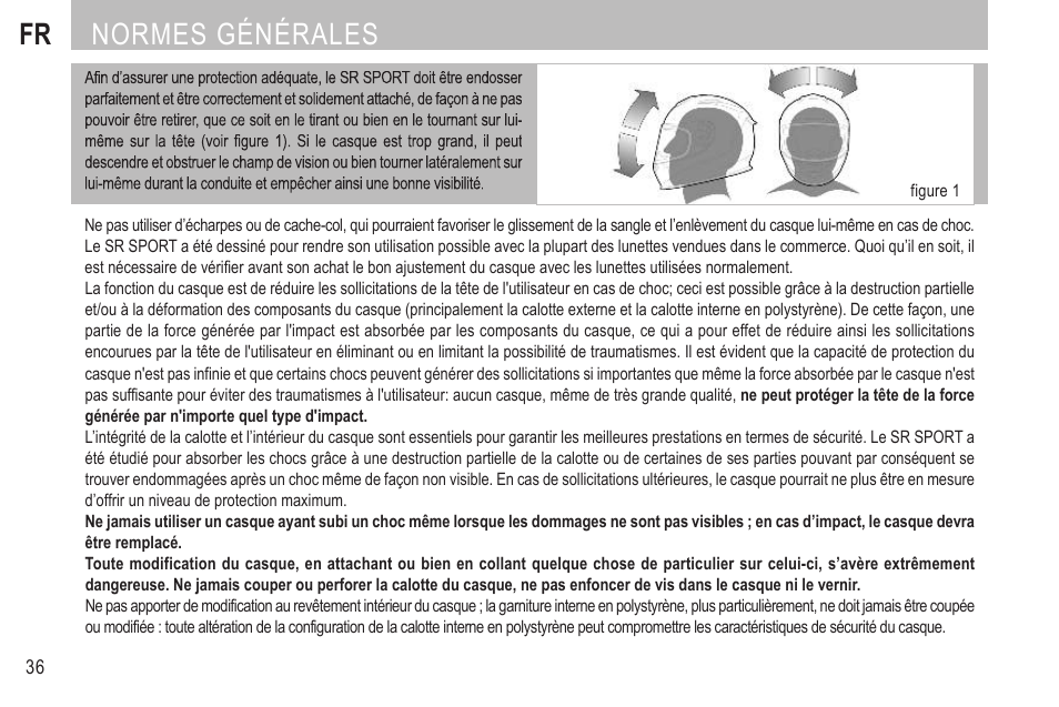 Fr normes générales | SUOMY SR Sport User Manual | Page 38 / 100