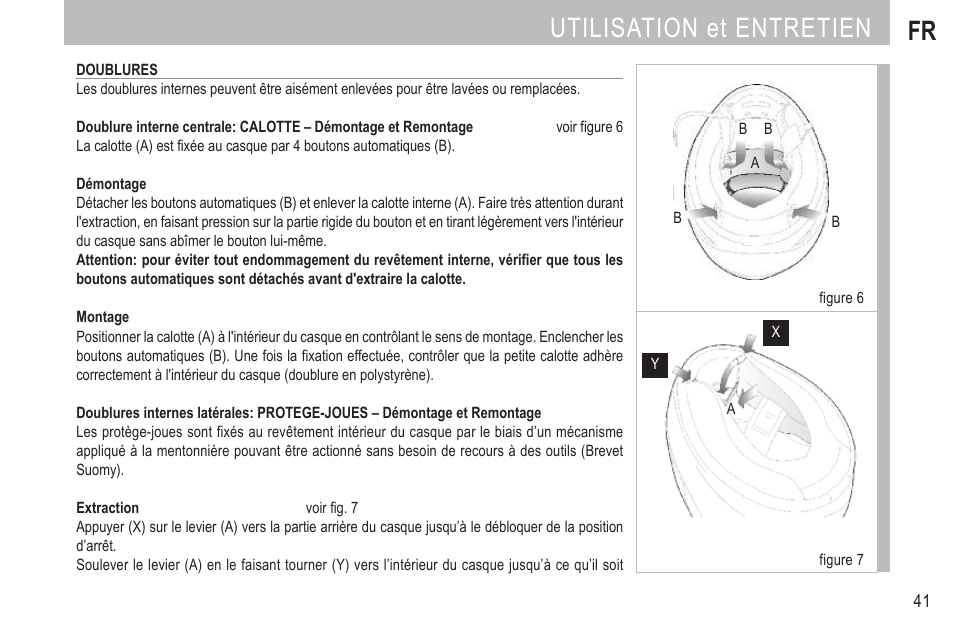 Utilisation et entretien fr | SUOMY SR Sport User Manual | Page 43 / 100