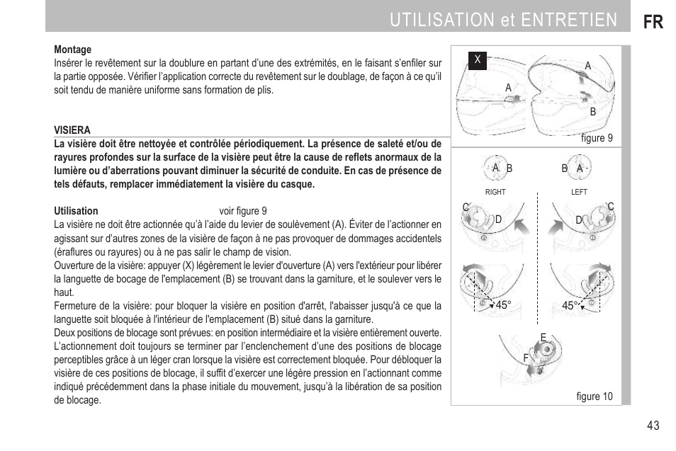 Utilisation et entretien fr | SUOMY SR Sport User Manual | Page 45 / 100