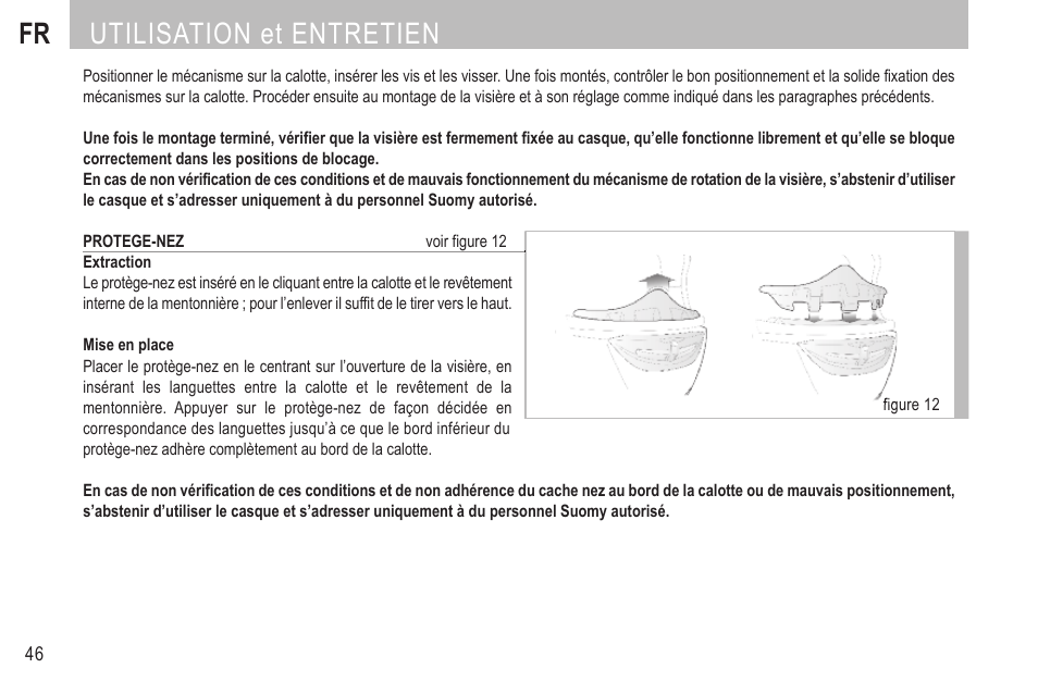 Fr utilisation et entretien | SUOMY SR Sport User Manual | Page 48 / 100