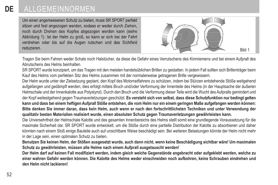 De allgemeinnormen | SUOMY SR Sport User Manual | Page 54 / 100