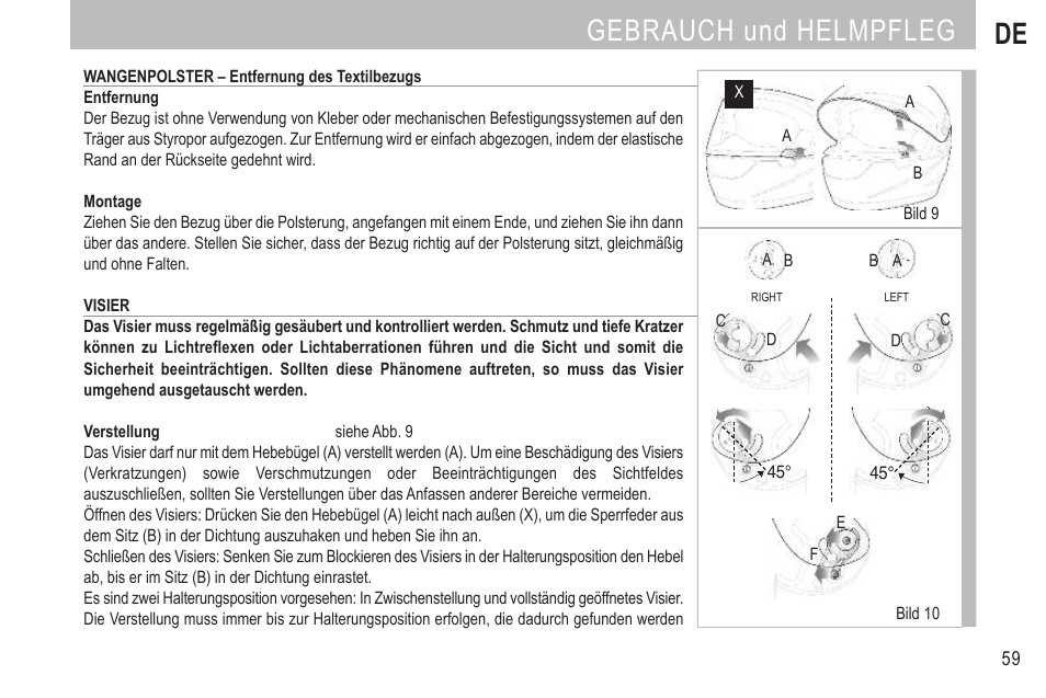 Gebrauch und helmpfleg de | SUOMY SR Sport User Manual | Page 61 / 100