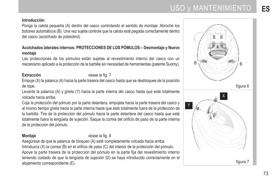 Uso y mantenimiento es | SUOMY SR Sport User Manual | Page 76 / 100