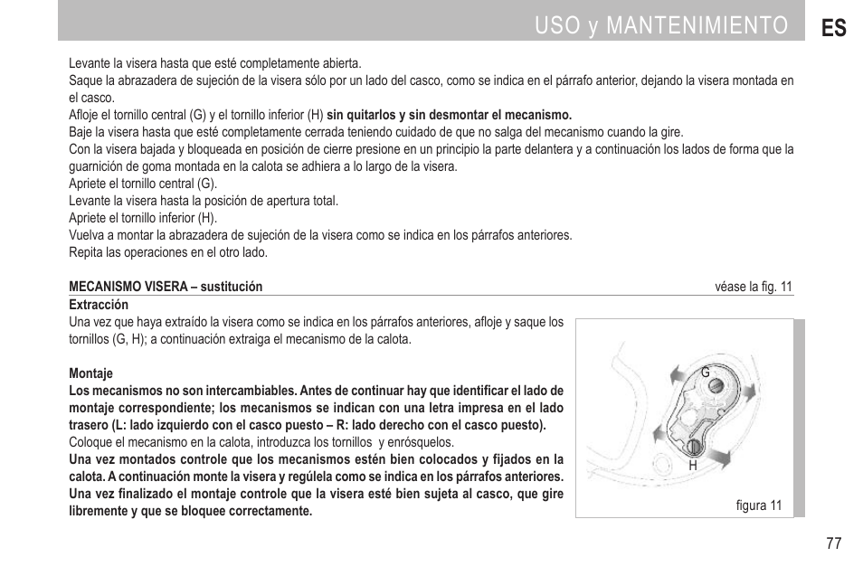 Uso y mantenimiento es | SUOMY SR Sport User Manual | Page 80 / 100