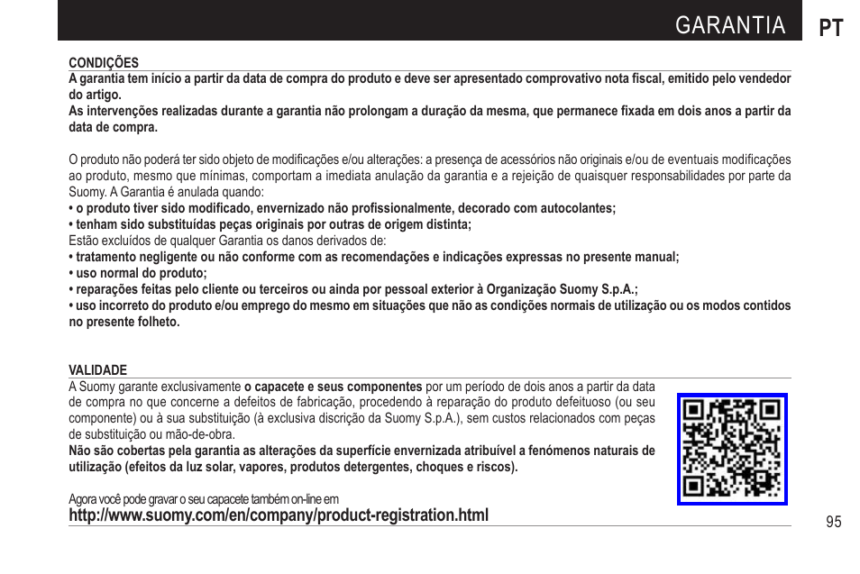 Garantia pt | SUOMY SR Sport User Manual | Page 98 / 100