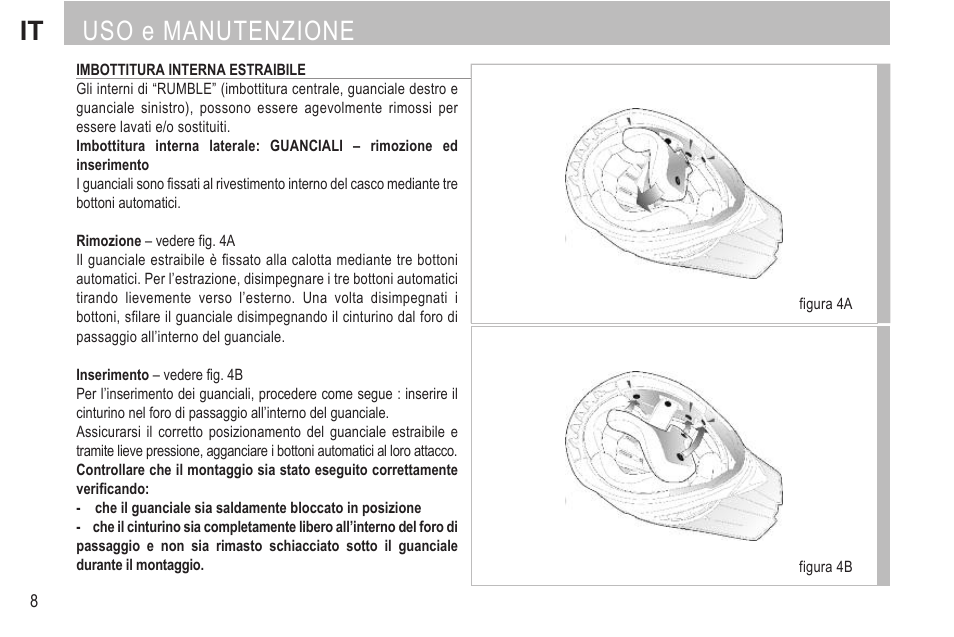 It uso e manutenzione | SUOMY Rumble User Manual | Page 10 / 76