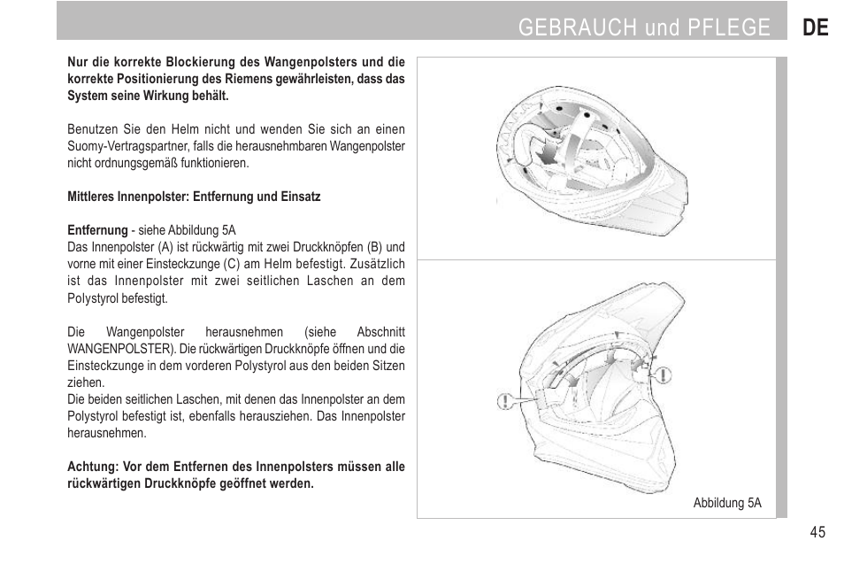 Gebrauch und pflege de | SUOMY Rumble User Manual | Page 47 / 76