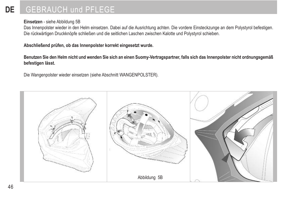 De gebrauch und pflege | SUOMY Rumble User Manual | Page 48 / 76