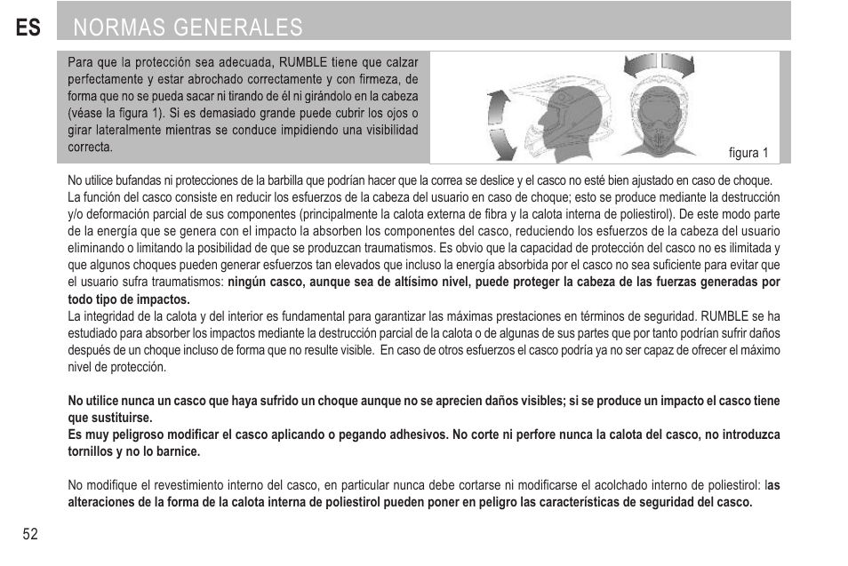 Normas generales | SUOMY Rumble User Manual | Page 54 / 76
