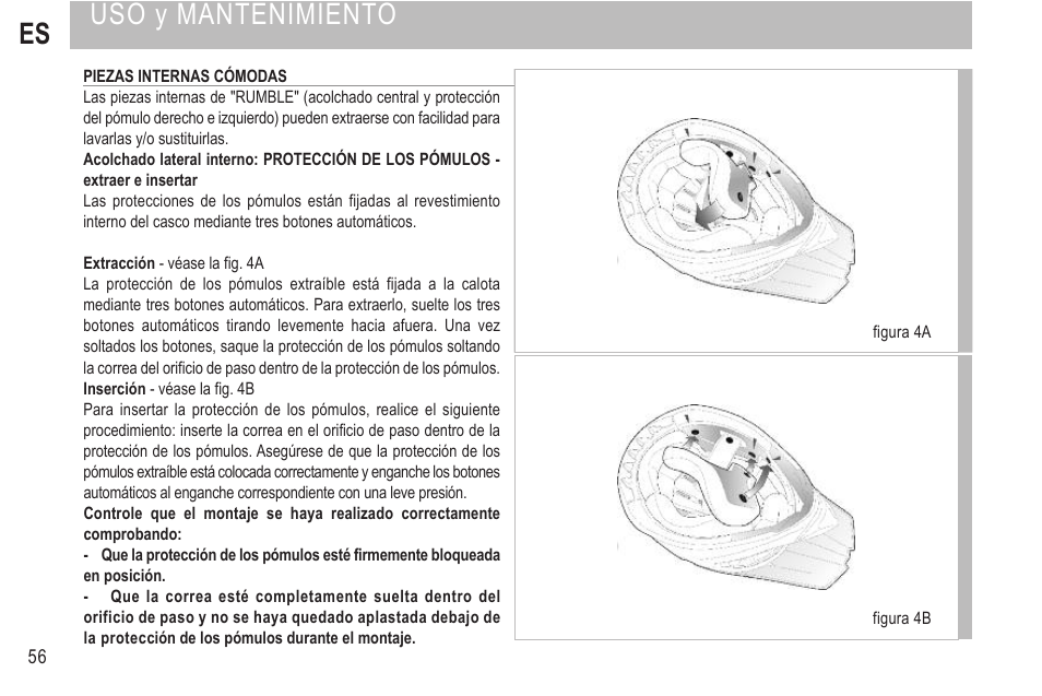 Es uso y mantenimiento | SUOMY Rumble User Manual | Page 58 / 76