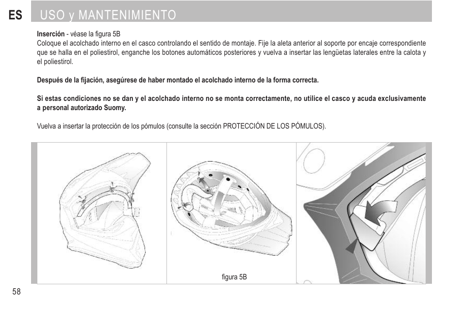 Es uso y mantenimiento | SUOMY Rumble User Manual | Page 60 / 76