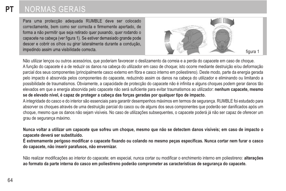 Normas gerais | SUOMY Rumble User Manual | Page 66 / 76