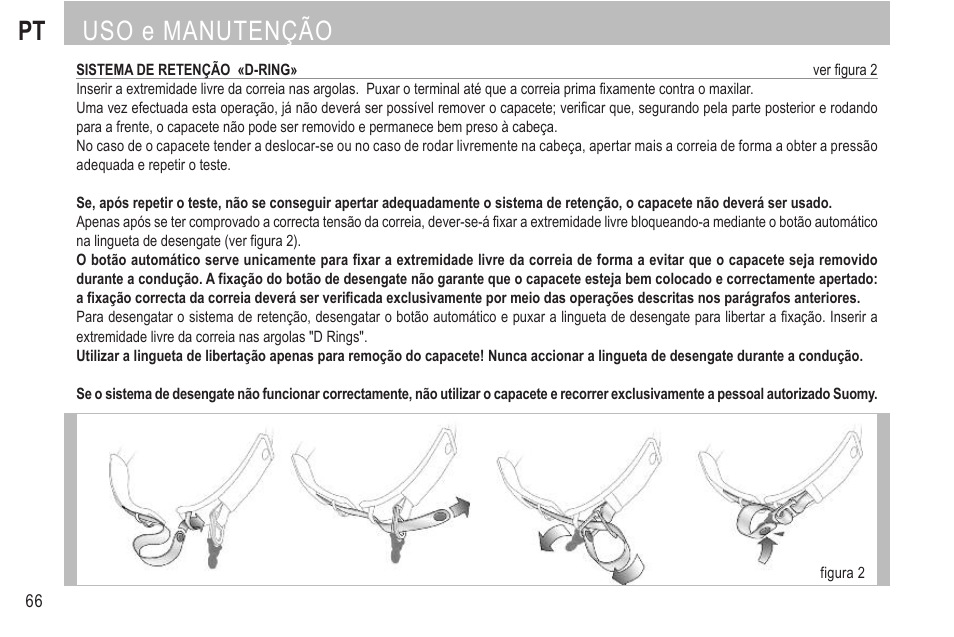 Pt uso e manutenção | SUOMY Rumble User Manual | Page 68 / 76