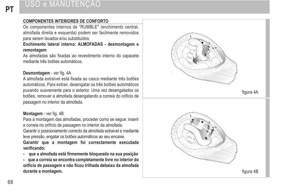 Pt uso e manutenção | SUOMY Rumble User Manual | Page 70 / 76