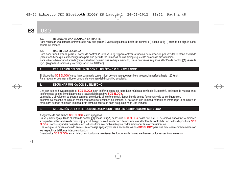 SUOMY 3LOGY Bluetooth User Manual | Page 50 / 68