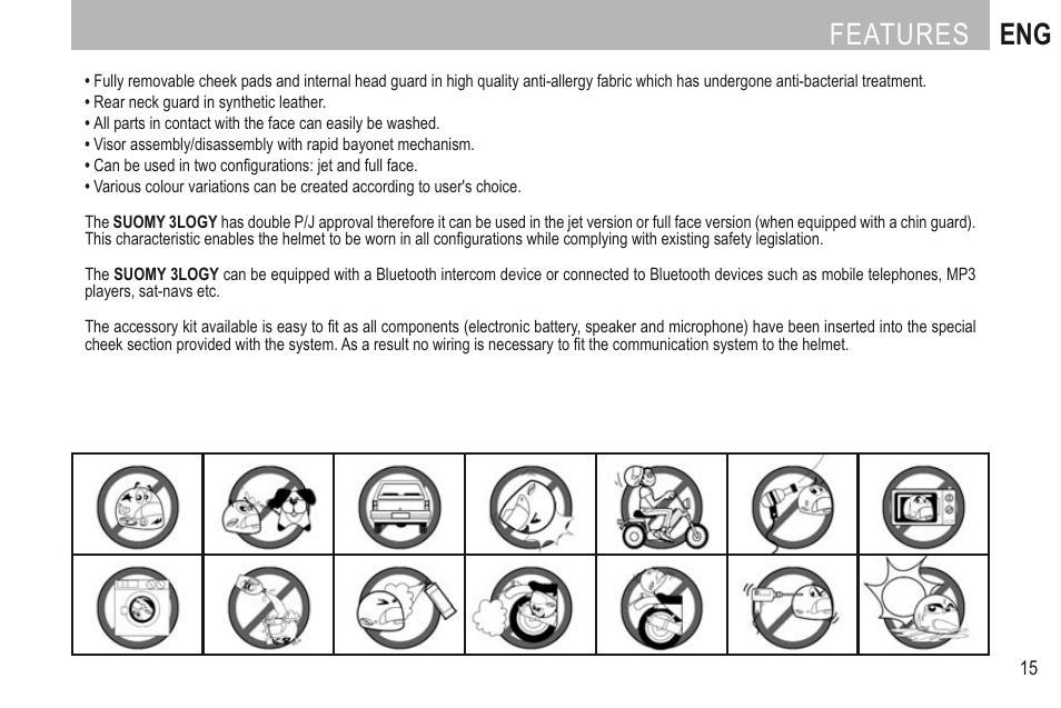 Features eng | SUOMY 3LOGY Helmet User Manual | Page 17 / 68