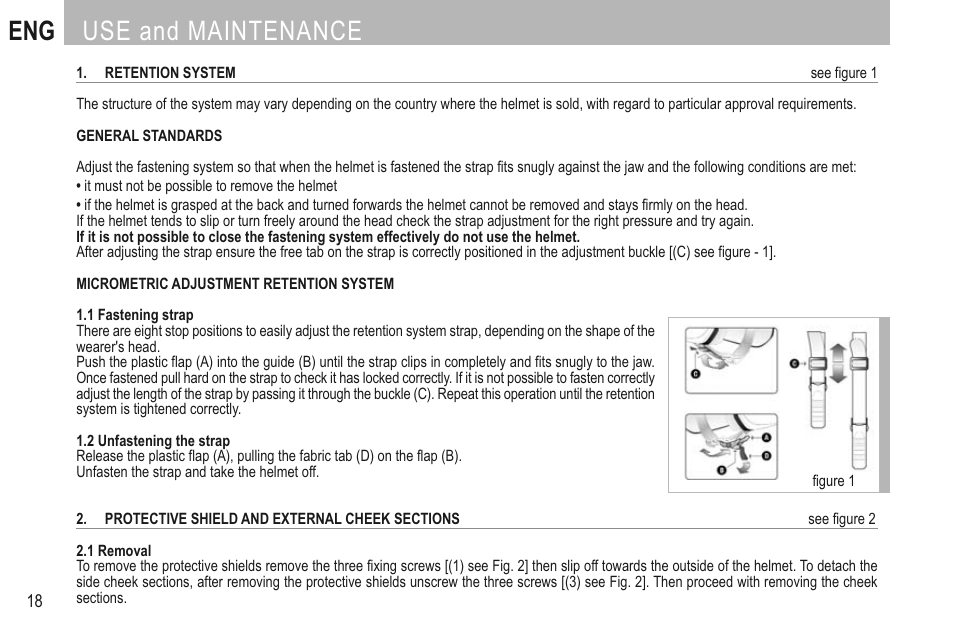 Eng use and maintenance | SUOMY 3LOGY Helmet User Manual | Page 20 / 68