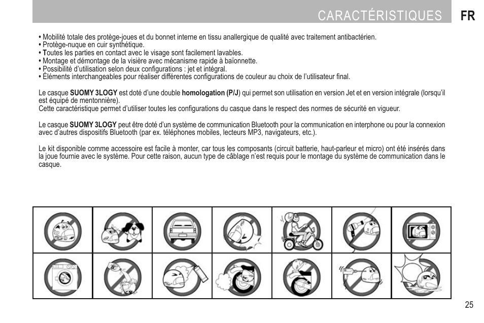 Caractéristiques fr | SUOMY 3LOGY Helmet User Manual | Page 27 / 68