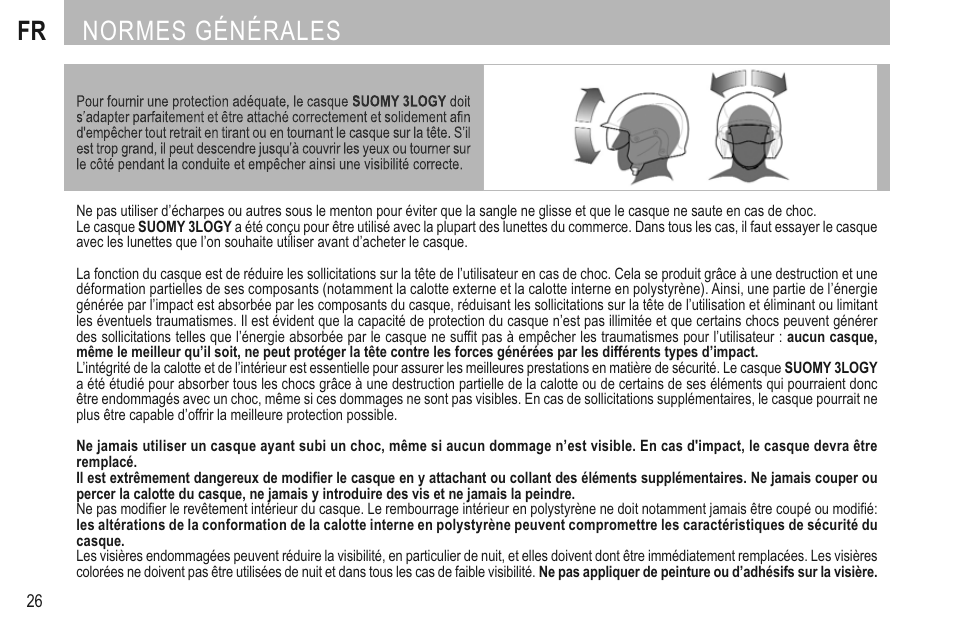 Normes générales | SUOMY 3LOGY Helmet User Manual | Page 28 / 68