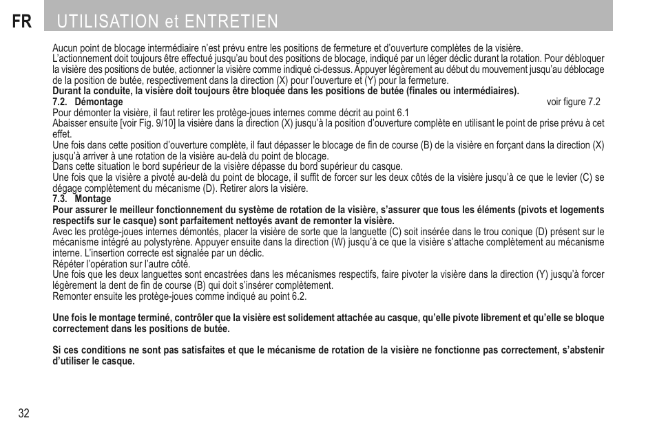 Fr utilisation et entretien | SUOMY 3LOGY Helmet User Manual | Page 34 / 68
