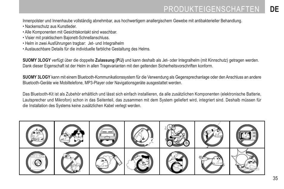 Produkteigenschaften de | SUOMY 3LOGY Helmet User Manual | Page 37 / 68