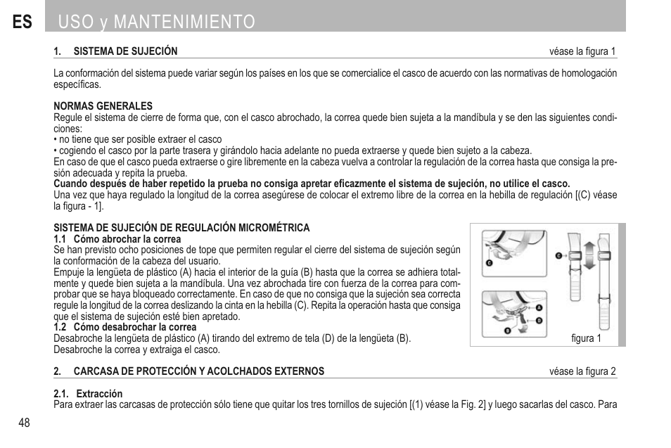 Es uso y mantenimiento | SUOMY 3LOGY Helmet User Manual | Page 50 / 68
