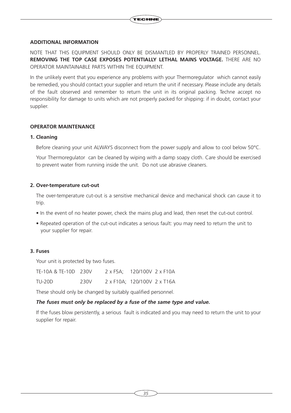 Techne TU-20D User Manual | Page 35 / 40