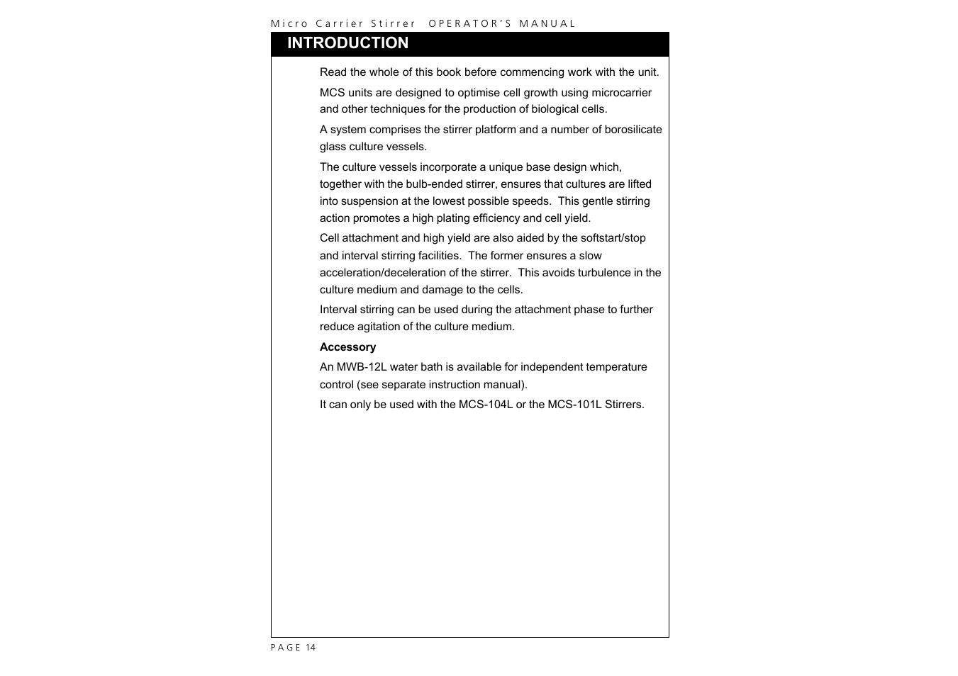 Introduction | Techne MCS-104XL User Manual | Page 16 / 28