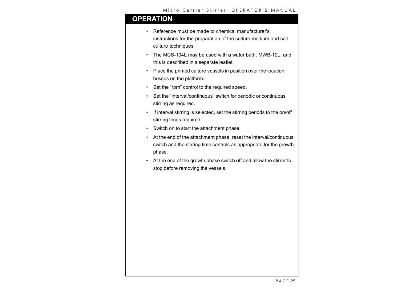 Operation | Techne MCS-104XL User Manual | Page 27 / 28