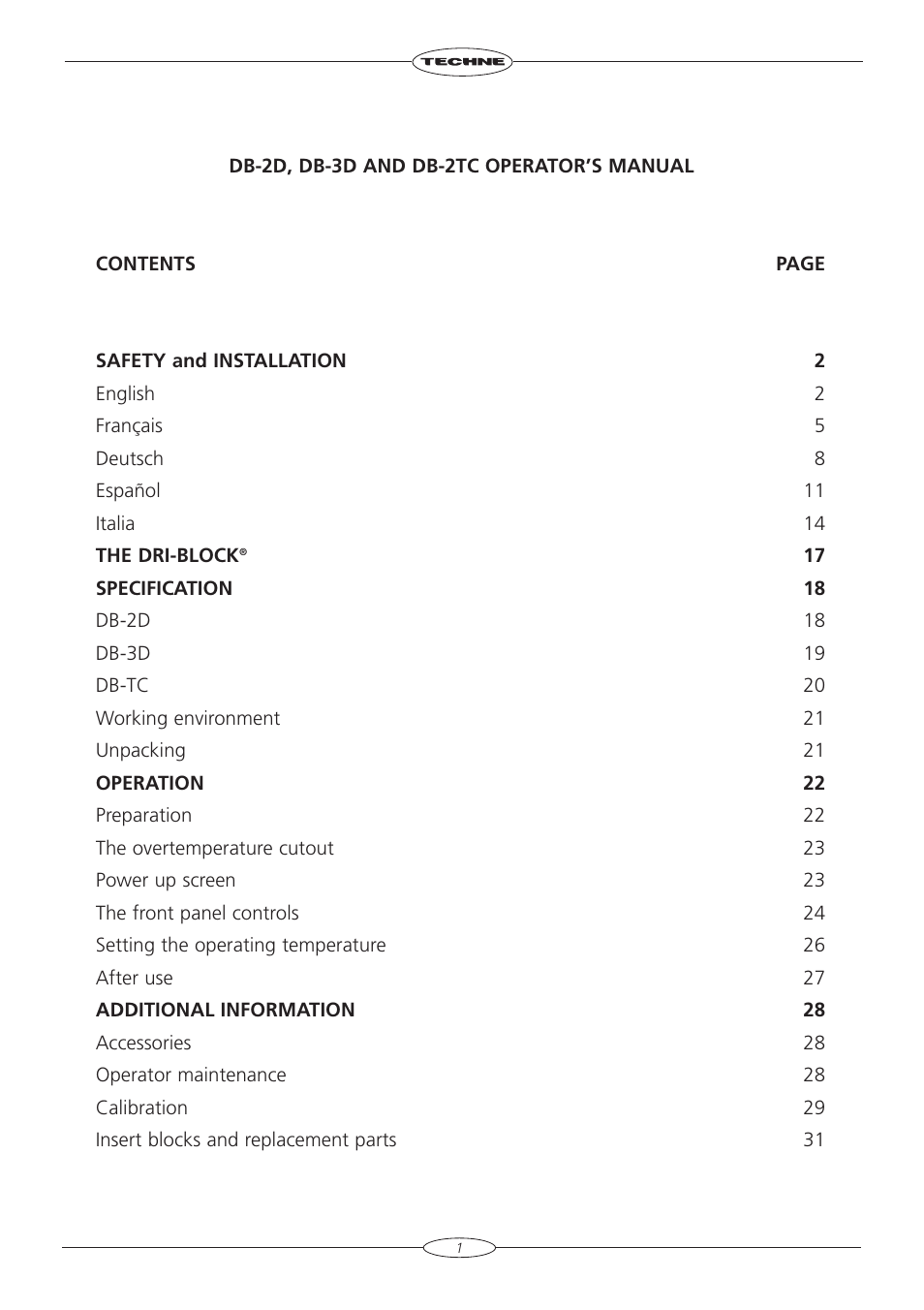 Techne DB-2TC User Manual | Page 3 / 36