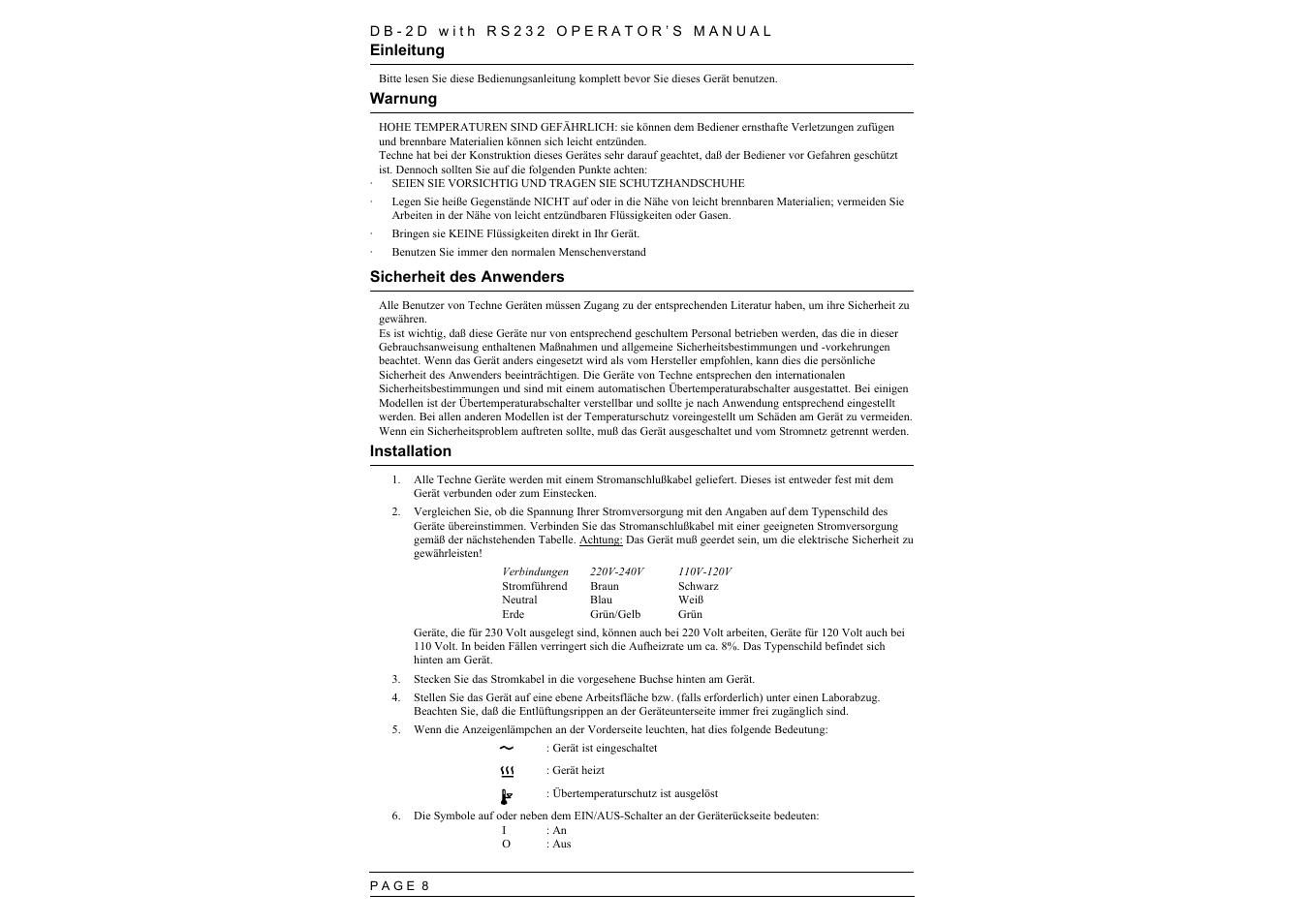 Techne RS232 User Manual | Page 10 / 24