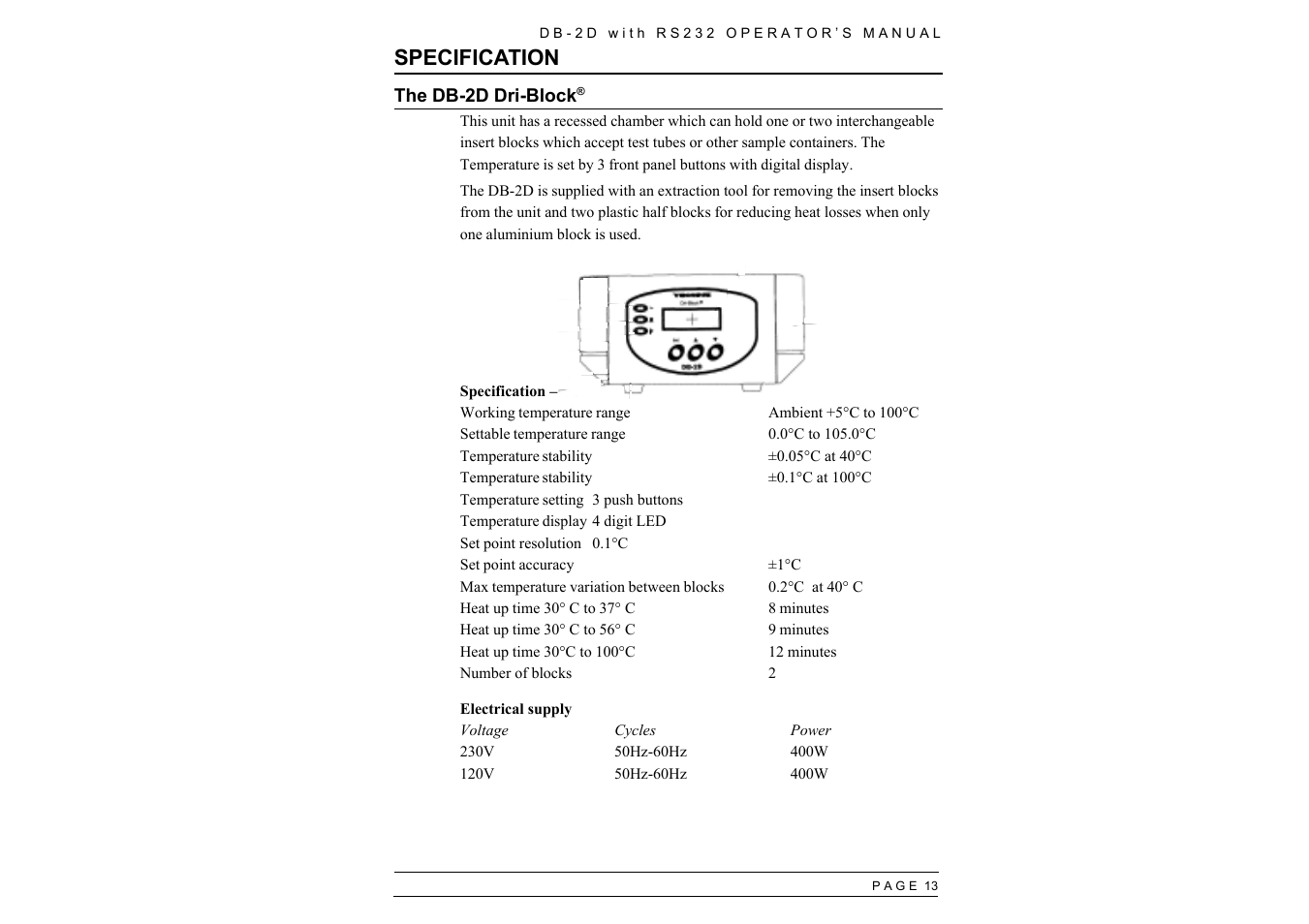 Specification | Techne RS232 User Manual | Page 15 / 24