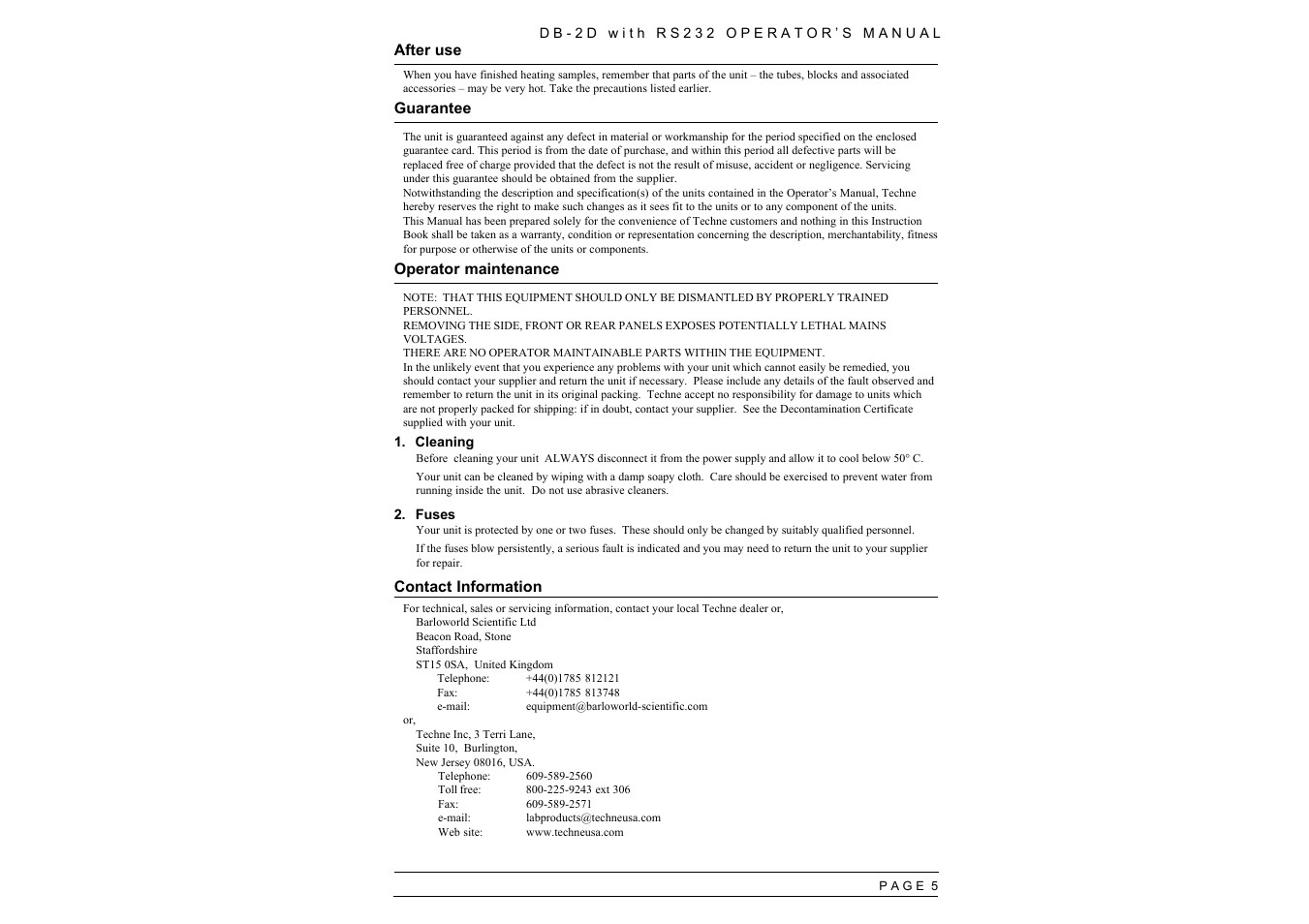 Techne RS232 User Manual | Page 7 / 24