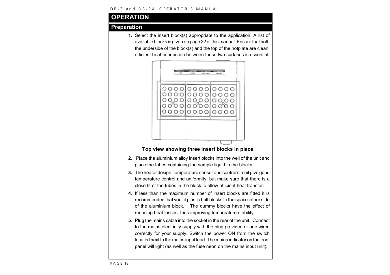 Operation | Techne DB-3A User Manual | Page 20 / 26