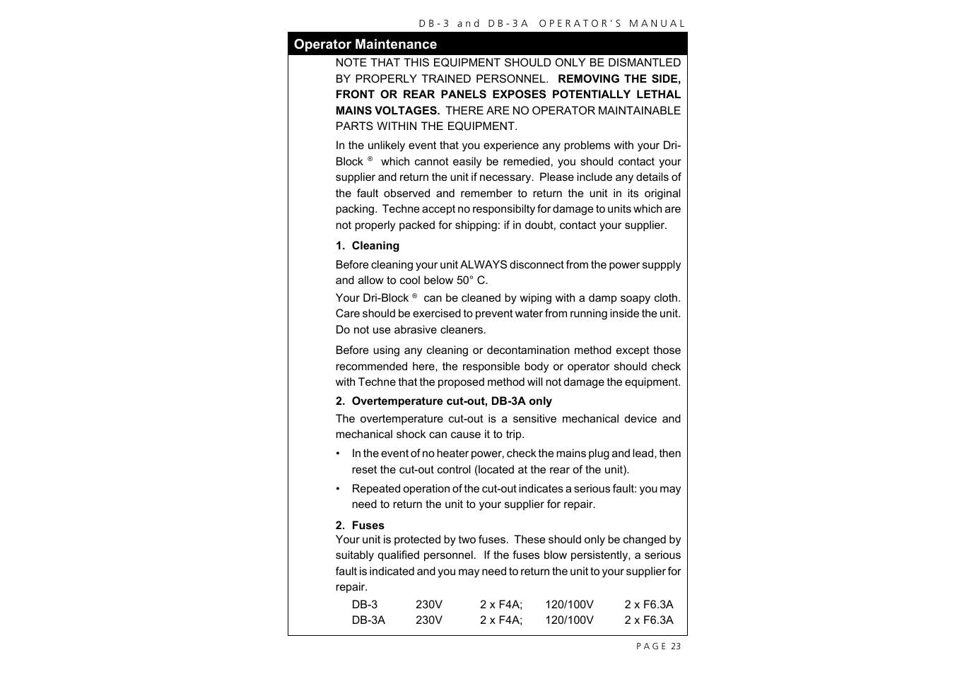 Techne DB-3A User Manual | Page 25 / 26